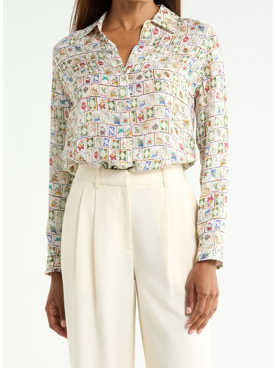 L'AGENCE Tops - L’Agence Nina Mahjong Print Silk Shirt